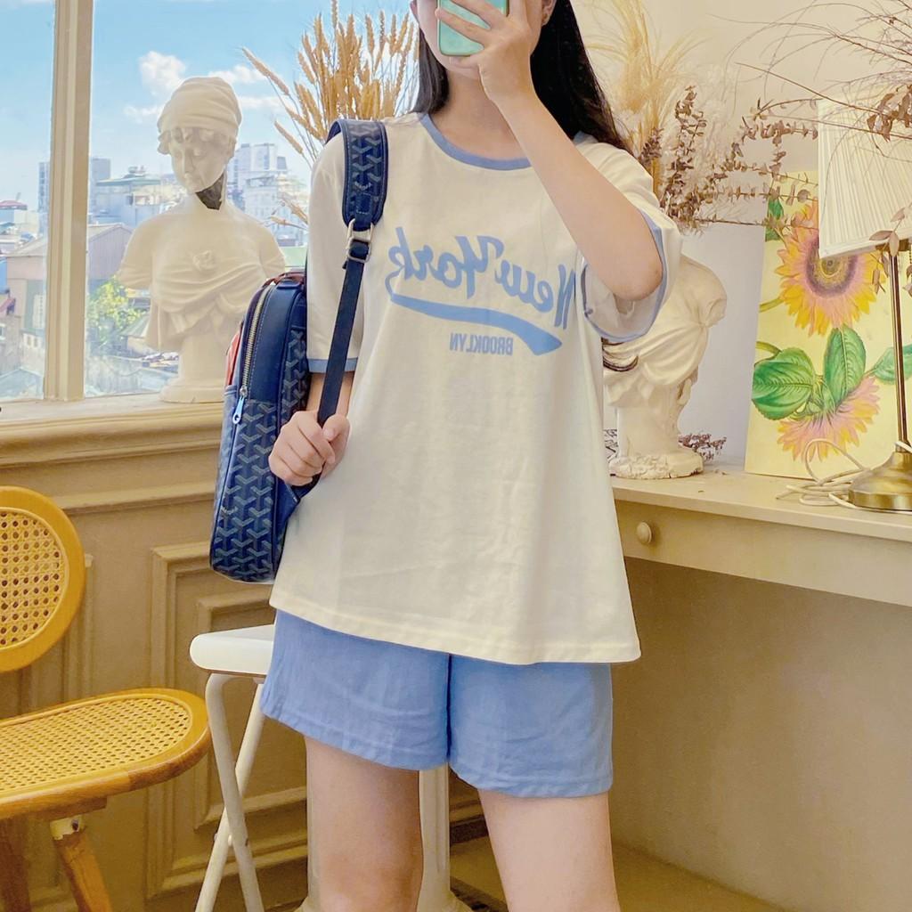 Bộ đồ thun NEW YORK 100% cotton nhiều màu ulzzang basic - Made by Fiin