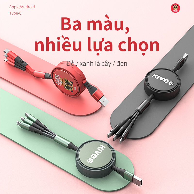 Dây Cáp Sạc Nhanh BASIKE 3 Trong 1 Tiện Lợi Cổng Micro USB Type C Cho iPhone Cho Samsung Cho HUAWEI - Hàng Nhập Khẩu