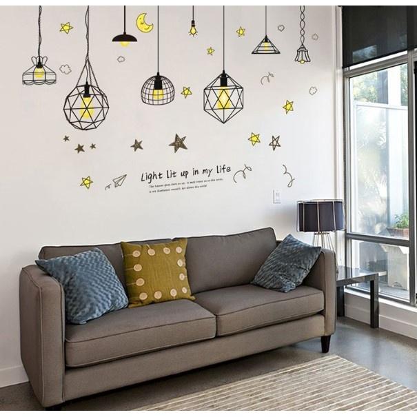 DECAL TRANG TRÍ DÁN TƯỜNG chi tiết BÓNG ĐÈN hiện đại