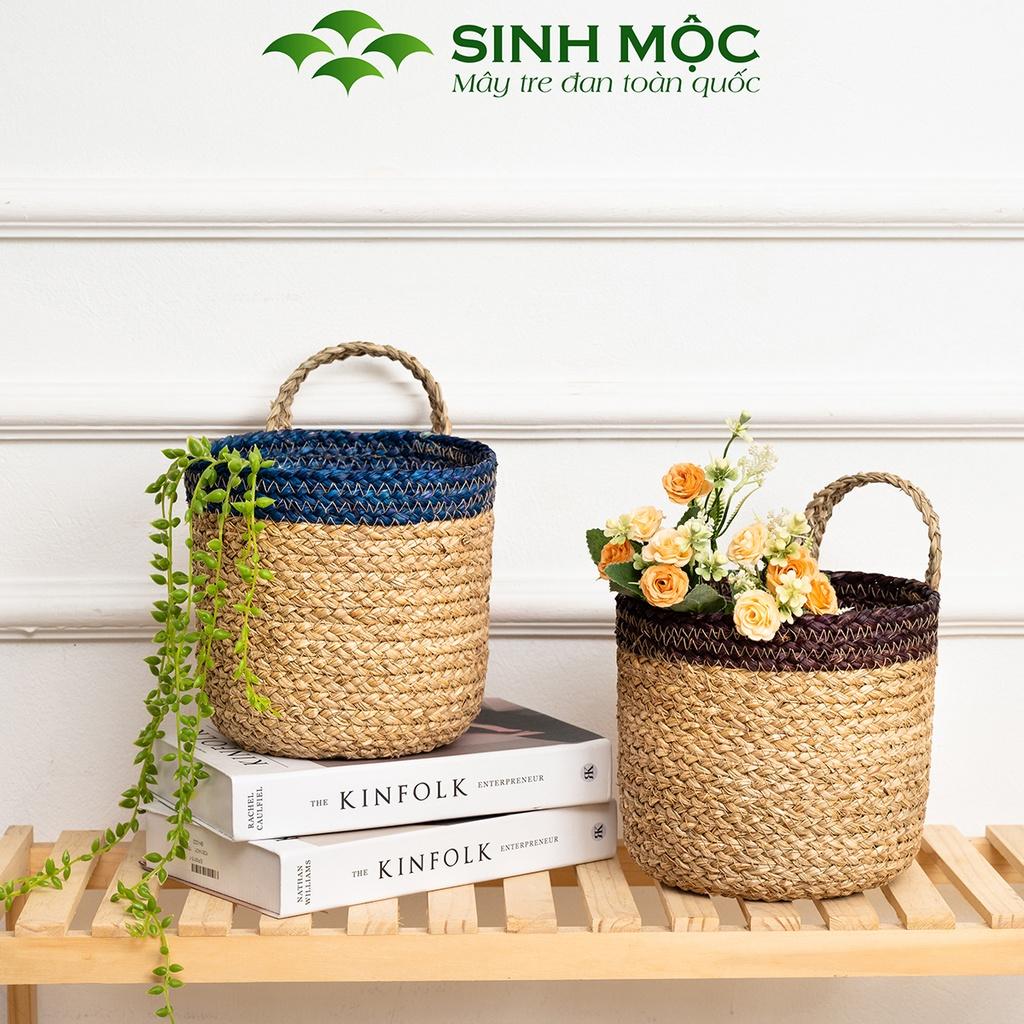 Giỏ cói, giỏ mây tre đan, giỏ cói trồng cây, Decor đựng đồ Sinh Mộc - M1005