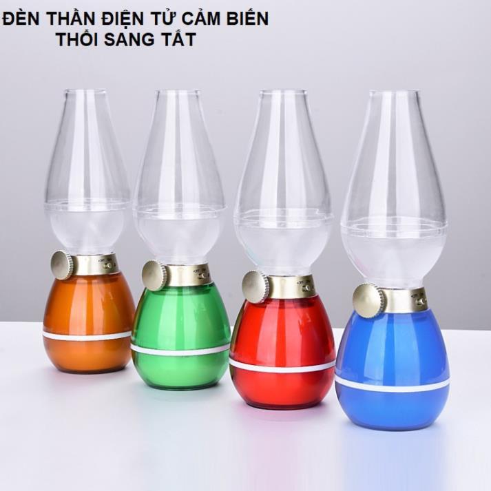 Cây đèn thần cảm biến, đèn thờ cúng điện tử thổi là sáng thổi là tắc sạc pin tiện lợi z