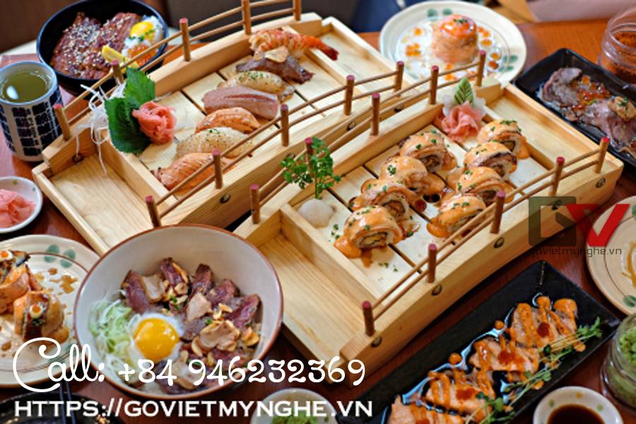 [Dài 45cm - Hàng chuẩn Nhật] Khay cầu gỗ trang trí sushi sashimi - Khay gỗ trang trí Sushi hình cây cầu - Dài 45cm - Gỗ
