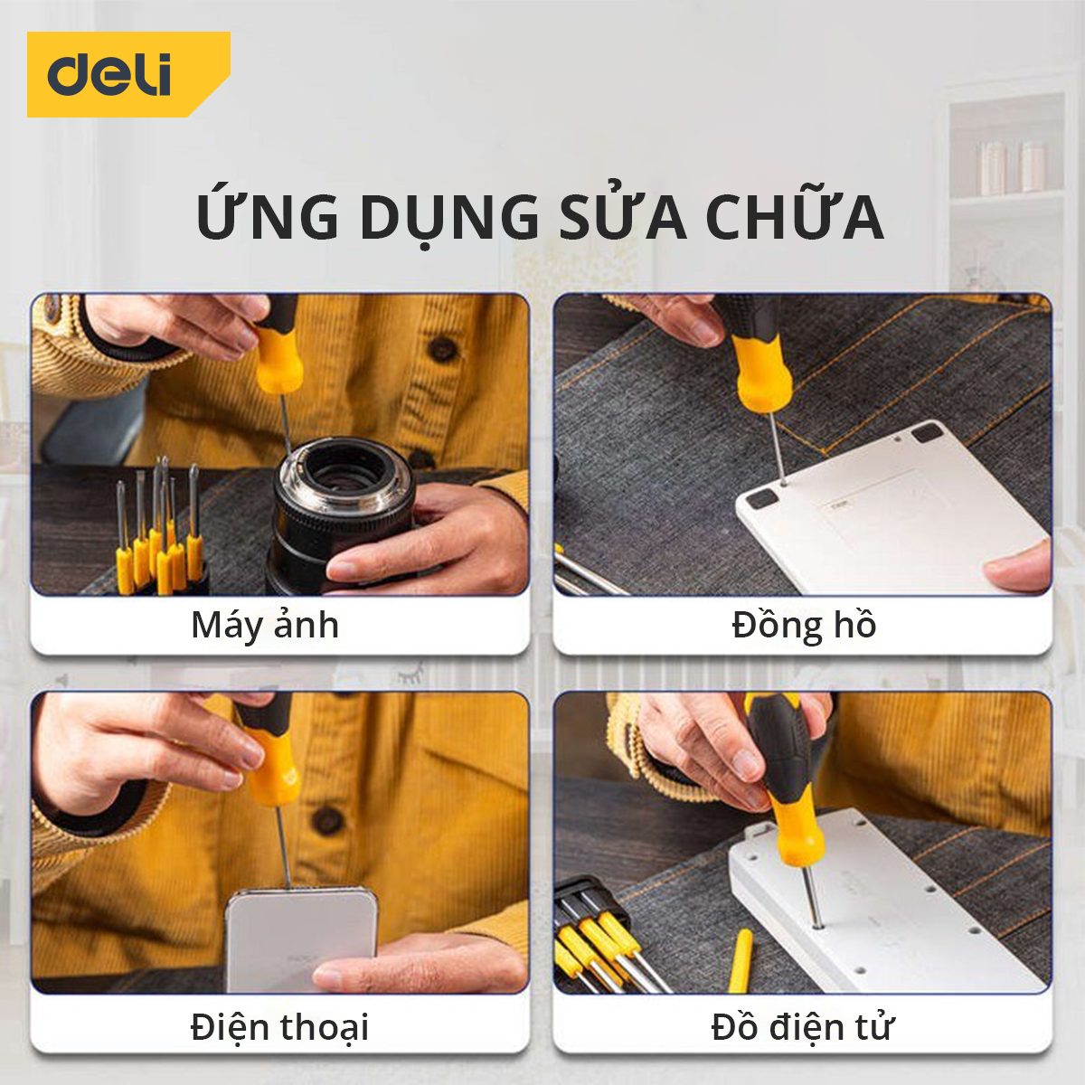 Bộ Tua Vít Deli 9 Chi Tiết Đa Năng, Nhỏ Gọn, Tiện Dụng - Vặn Ốc Vít, Sửa Chữa Đồ Dùng Gia Đình - DL636009