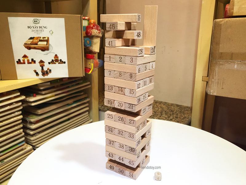 Đồ chơi rút gỗ đánh số đổ xí ngầu 51 thanh