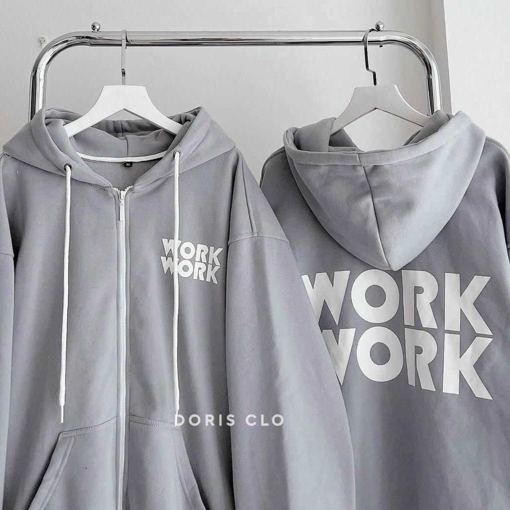 Áo khoác Hoodie nữ zip dây kéo in chữ Work chất nỉ ngoại dày mịn cao cấp phá cách việt KTP357