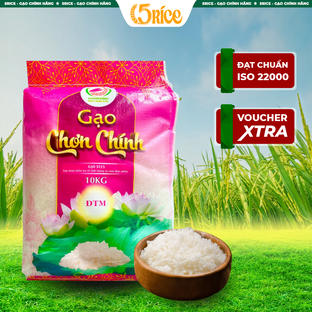 Gạo Chơn Chính ST25 - Túi 20kg - Gạo thượng hạng thơm dẻo, đậm vị 5RICE