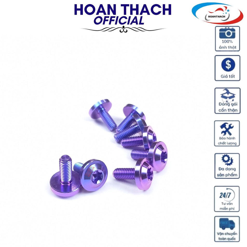 Ốc Gr5 Titan Dù 6L15 Tím ốp pô , đít pô cho xe máy Vario HOANTHACH SP010598 (giá 1 con)