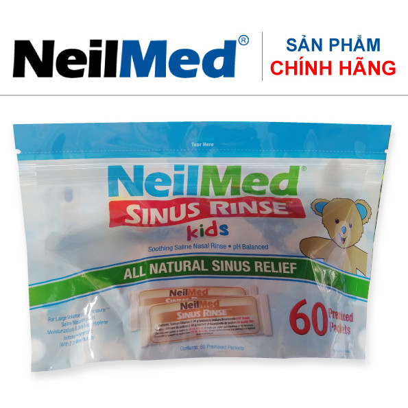 Combo Baby Whole Care: Bình Xịt Rửa Vệ Sinh Mũi Xoang Trẻ Em NeilMed Sinus Rinse &amp; Spray Kids -SX Mỹ, Đánh Bật Sổ Mũi, Ngạt Mũi và Viêm mũi Cho Bé (Bình 60 gói muối rửa; 1 chai xịt phun sương 75ml)