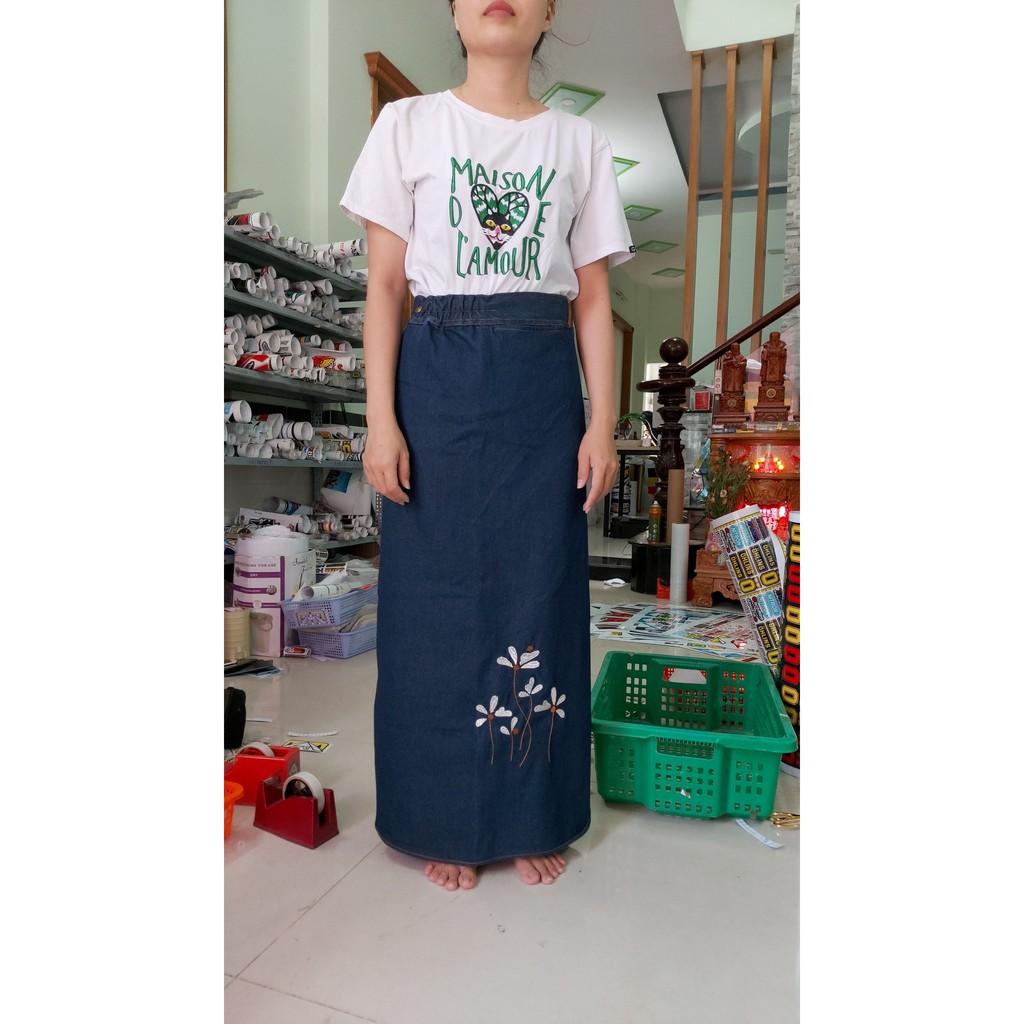 Váy chống nắng jean xẻ tà 2 bên cao cấp