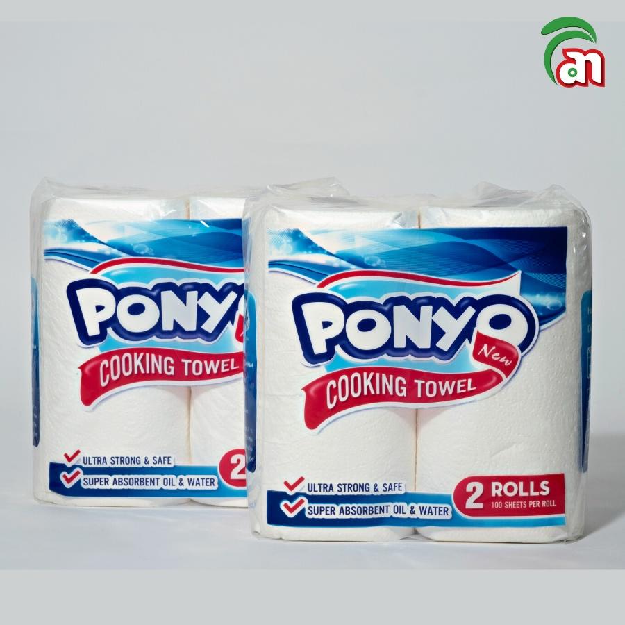 Cặp Giấy cuộn chuyên dụng làm khăn lau bếp thay thế khăn giấy ướt PONYO 2 lớp 250g/cuộn - Thiên An Nam paper