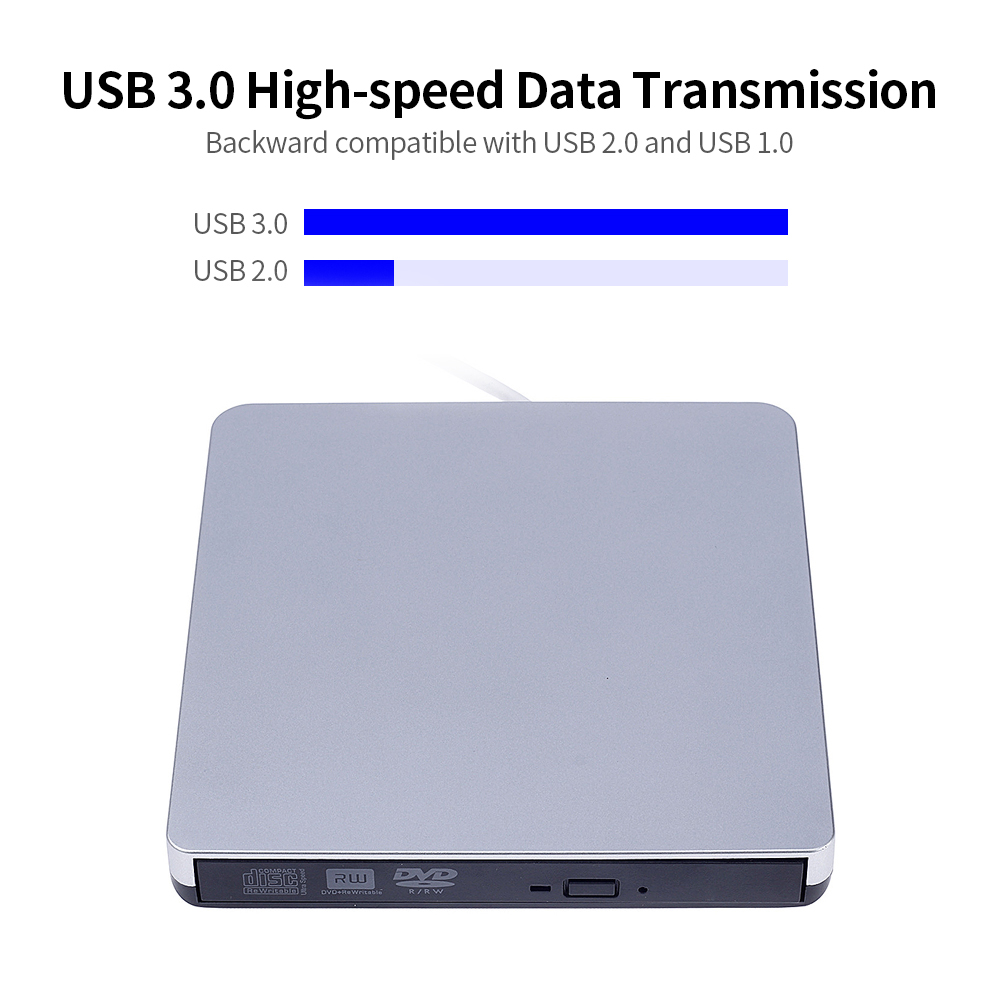 Ổ đĩa quang ngoài siêu mỏng CD-RW DVD-RW ghi CD / DVD cho Windows / Mac USB 3.0