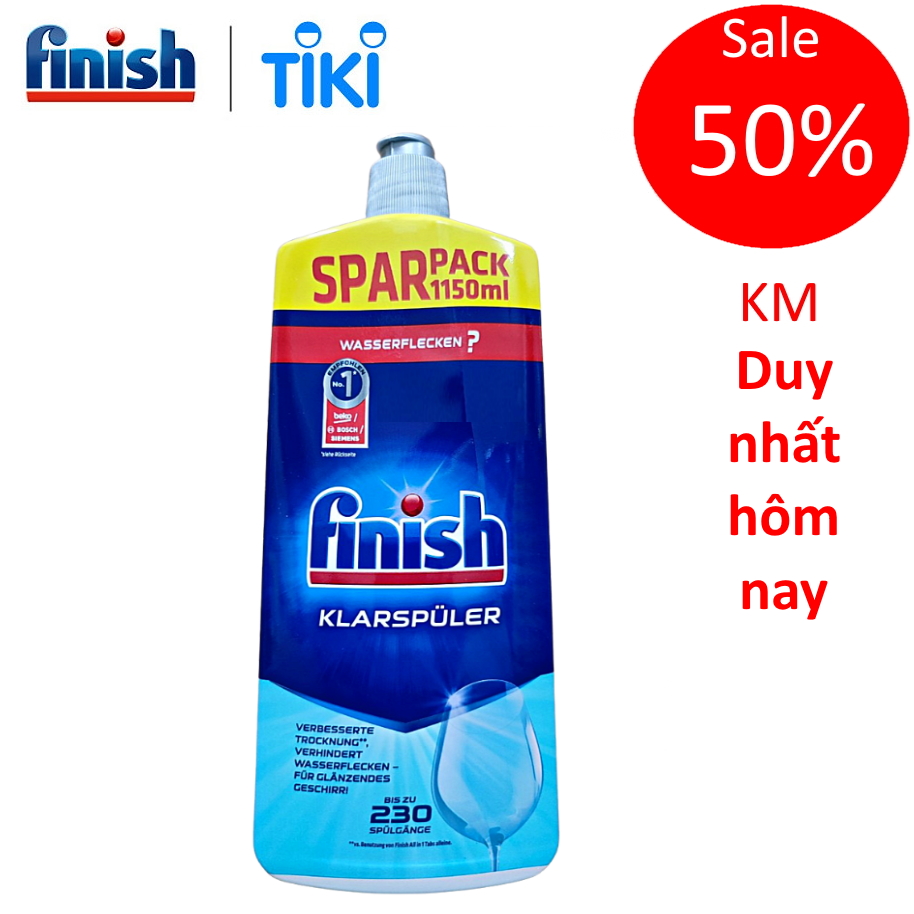 Nước làm bóng Finish 1150ml, dung dịch dầu làm bóng bát finish dùng cho máy rửa bát chén 1150ml, 800ml, 750ml, 1500ml