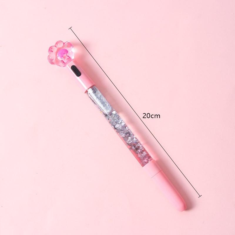 Bút Gel Cát Lún Có Đèn Nhấp Nháy Nhiều Màu Ngòi 0.5mm - Viết Mẫu Hình Chân Mèo Kute Dễ Thương