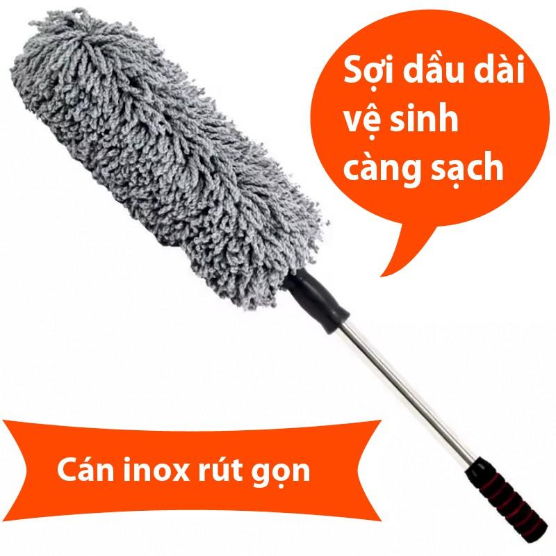 Chổi lau ô tôCây chổi lau bụi bằng sợi dầu,cán dài kim loại rửa xe, dọn nội thất cho xe hơi- Chổi Tròn.