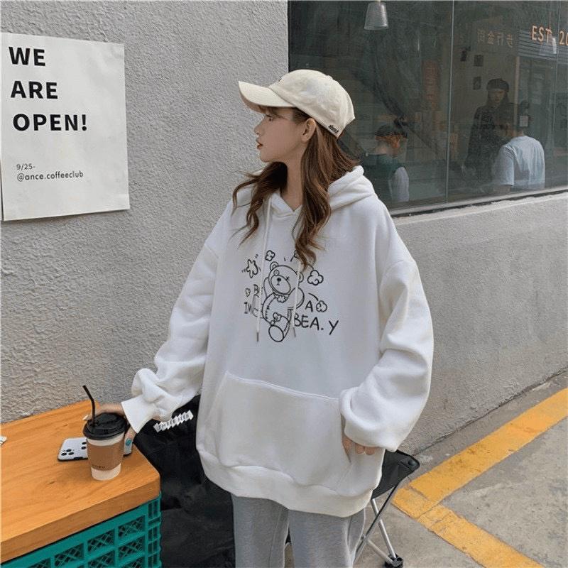 Áo khoác nỉ nam nữ, Áo sweater hoodie nam nữ from rộng unisex nỉ bông không mũ