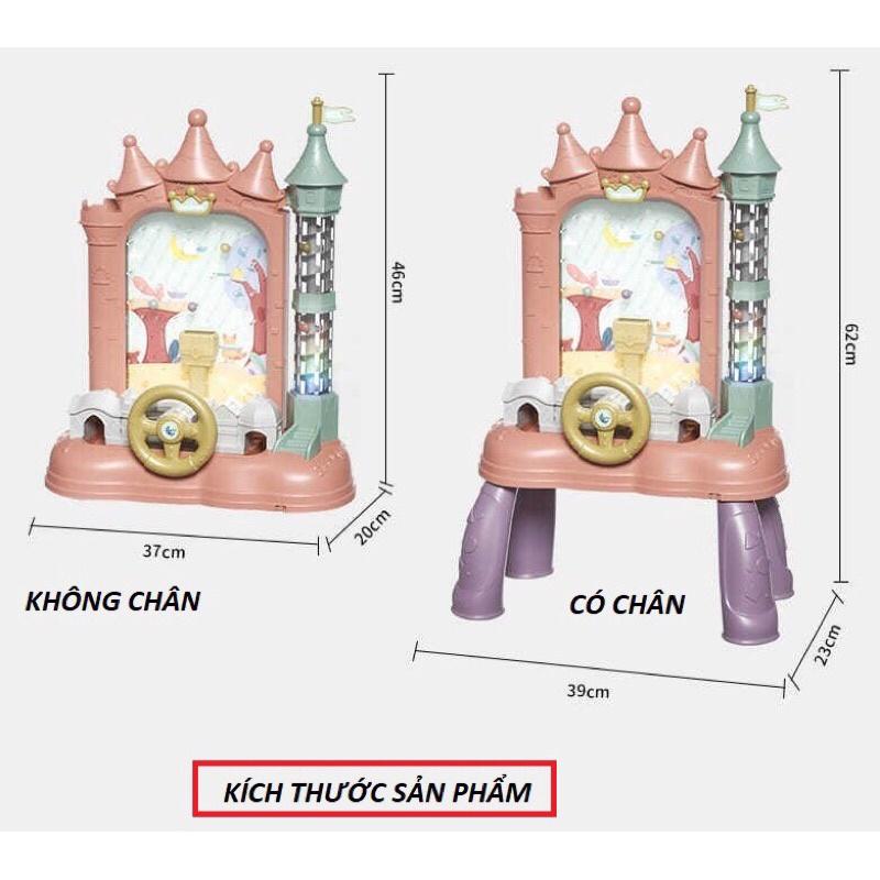 Máy bắn hạt đậu hình lâu đài, đồ chơi máy hứng hạt đậu kèm vô lăng, máy hứng bi