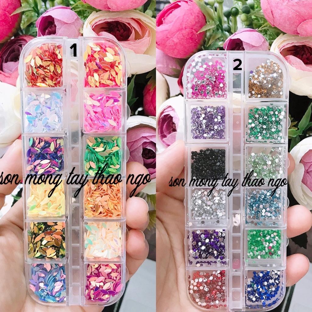 Đá trang trí móng size mini - đá chân keo mix size mix màu 1440v dành cho Nail