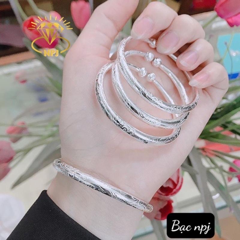 Lắc tay trạm hoa văn , dễ đeo. Vòng tay nữ Bạc Ta - Bạc npj