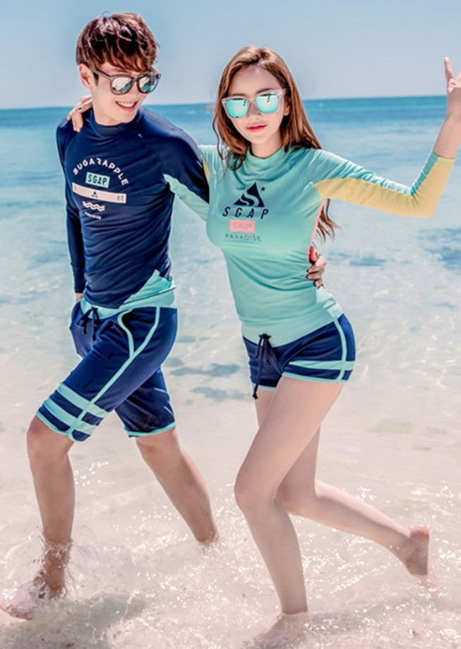 Hình ảnh Đồ Bơi Cặp Đồ Bơi Tay Dài Che Nắng Đi Biển AT172 MayHomes Long Sleeve Couple Swimsuits