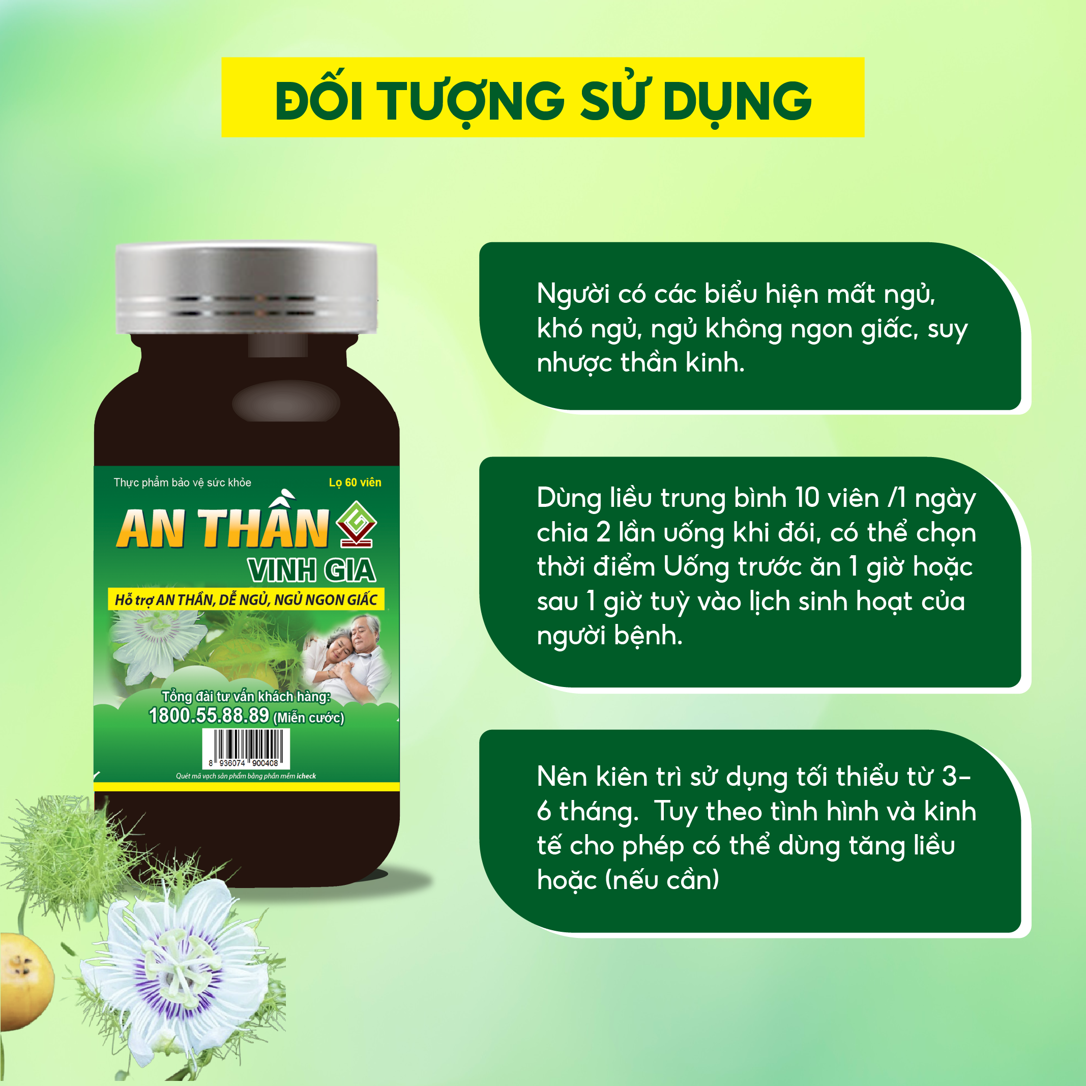 Viên Uống An Thần VINH GIA Hỗ Trợ Ngủ Ngon, Giảm Căng Thẳng Mệt Mỏi Cho Người Bị Suy Nhược Thần Kinh 60 Viên/Hộp