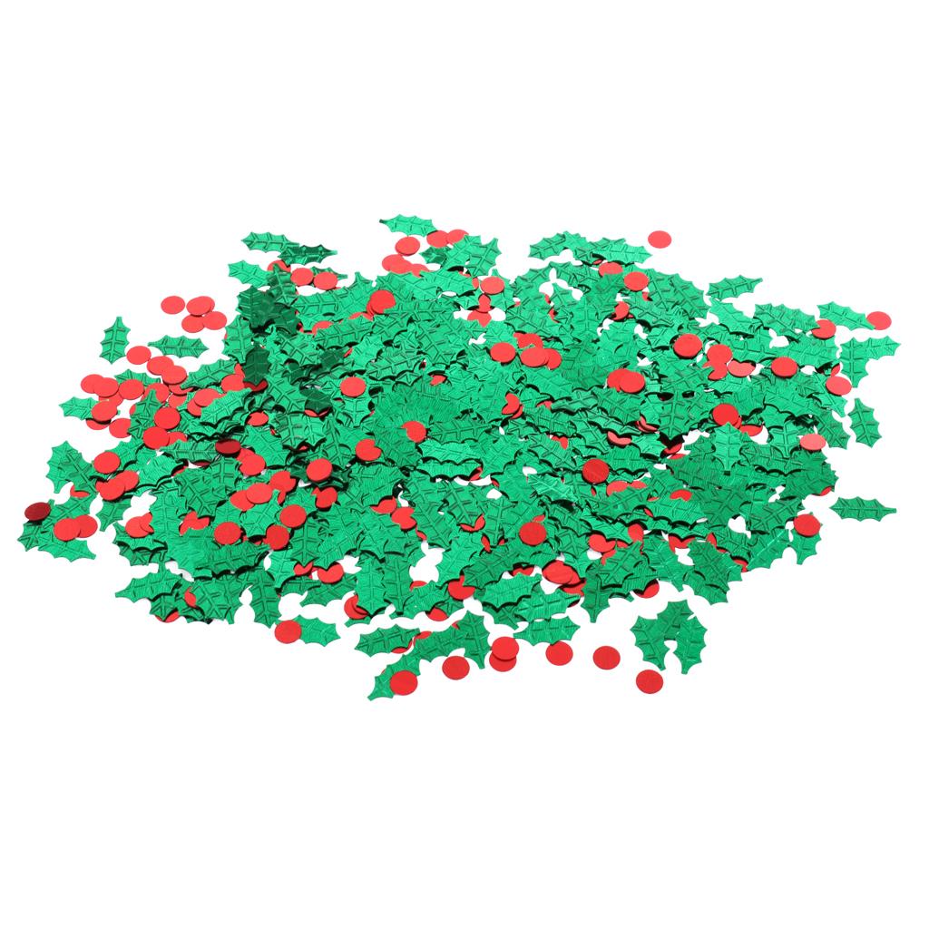 Christmas Green Holly Red Berries Table Sprinkles Party Decorations 15g
