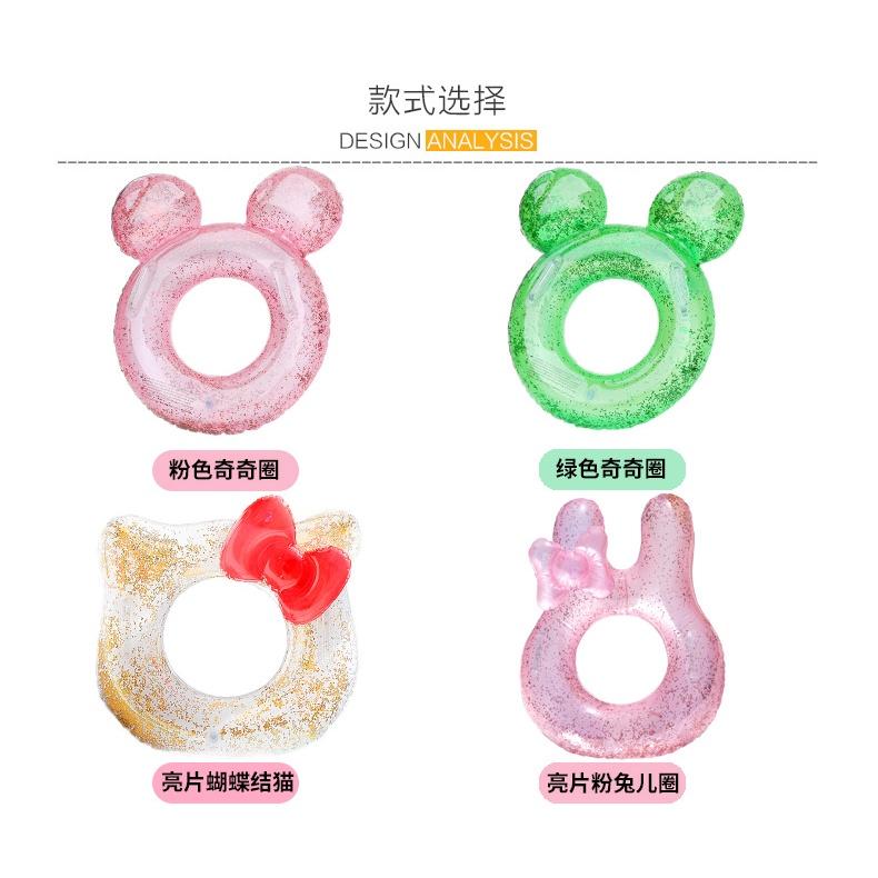 Phao Bơi Bơm Hơi Hình Tròn Đính Kim Sa Lấp Lánh Họa Tiết Hoạt Hình Cho Bé