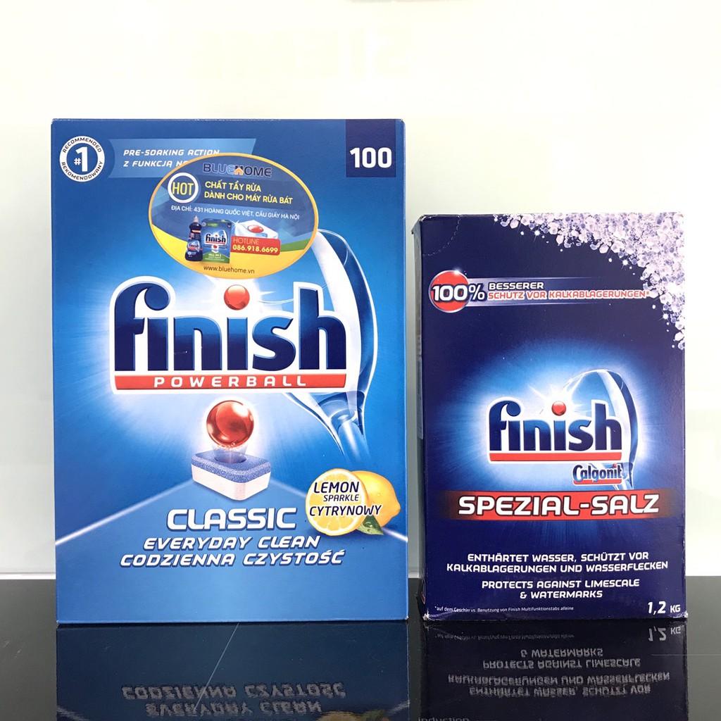 Combo Viên rửa bát Finish Classic 100 viên + Muối rửa bát Finish 1.2kg