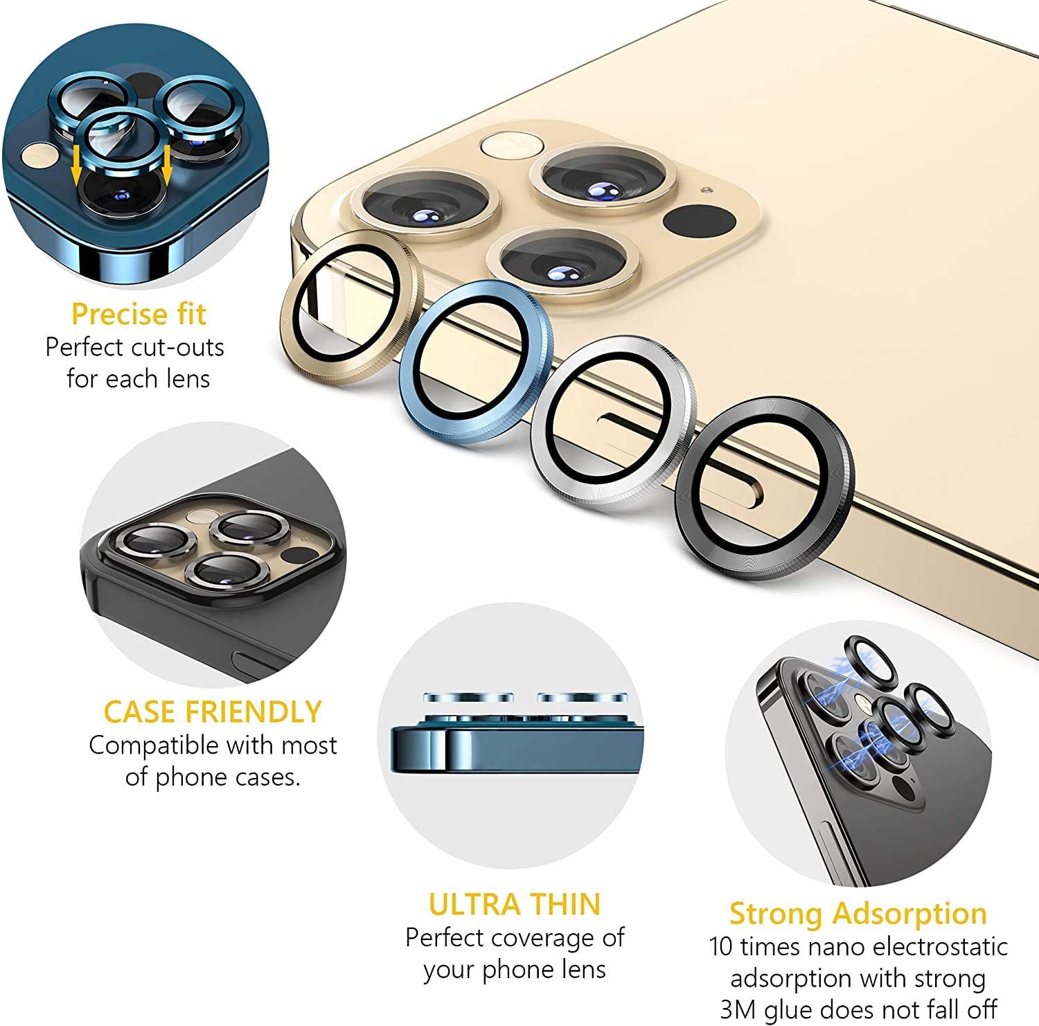Bộ miếng dán kính cường lực bảo vệ Camera dành cho iPhone 12 Pro / iPhone 11 Pro / 11 Pro Max  hiệu Wiwu Guard Lens Ring mang  lại khả năng chụp hình sắc nét full HD (độ cứng 9H, chống trầy, chống chụi & vân tay, bảo vệ toàn diện) - hàng nhập khẩu