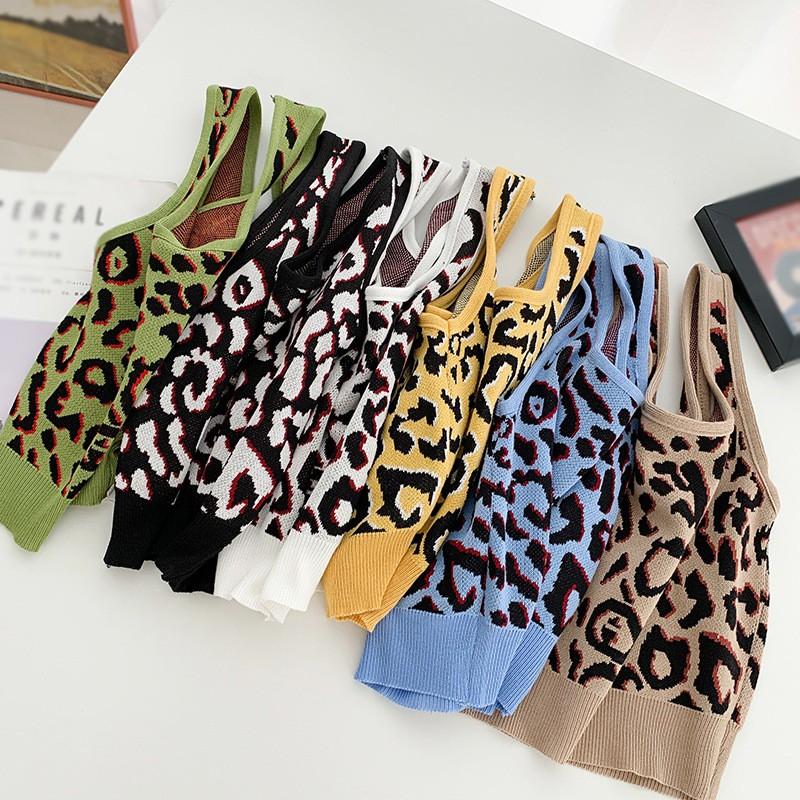 Áo Hai Dây Cổ Vuông Họa Tiết Da Báo Quyến Rũ Cho Nữ