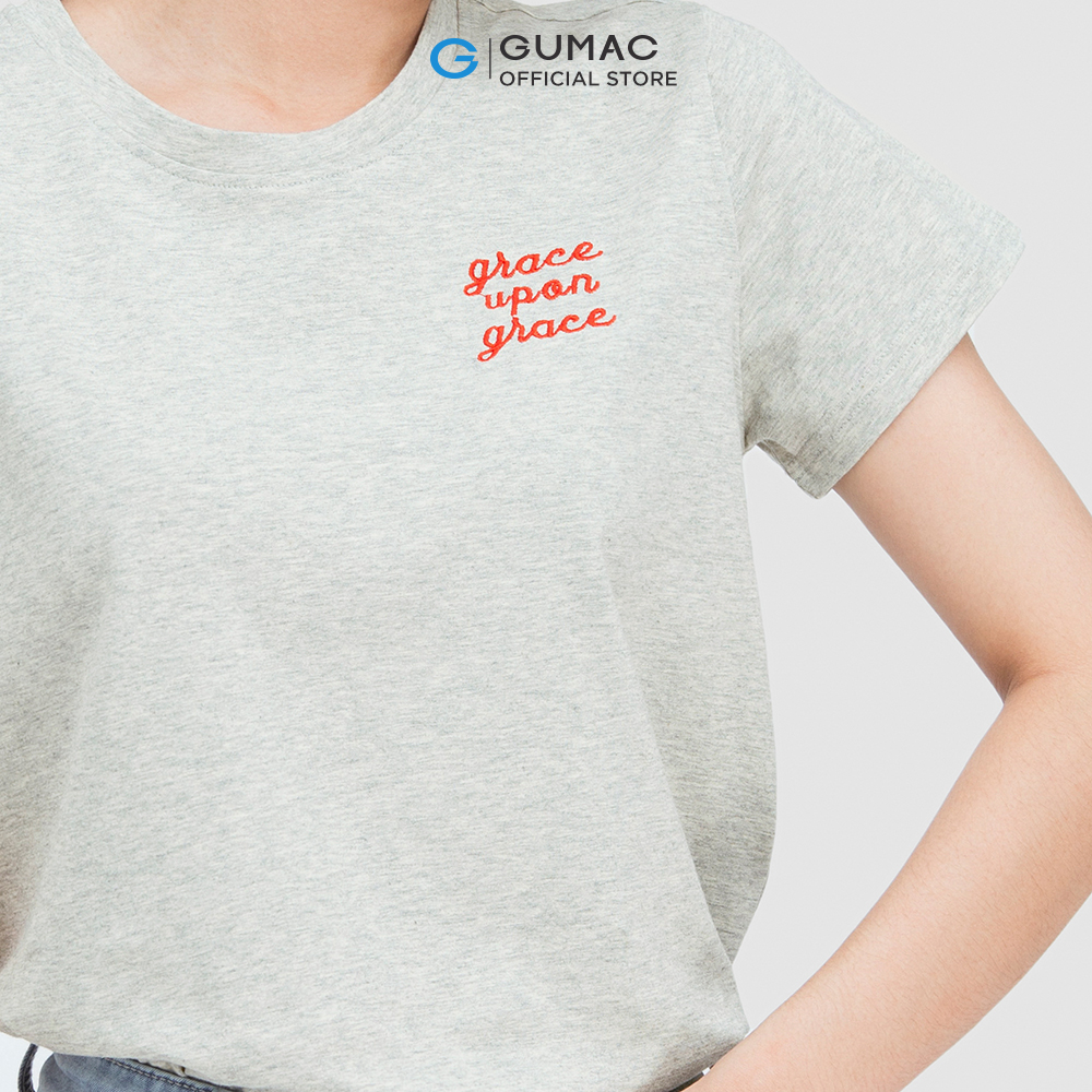 Áo thun nữ GUMAC ATC05068 cổ tròn in chữ năng động