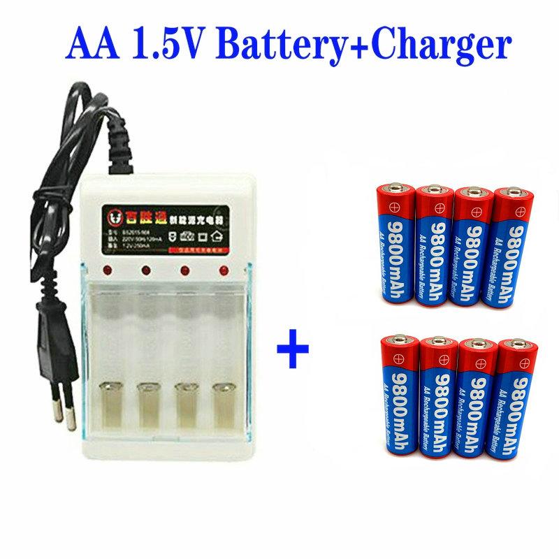 4-16 chiếc Thẻ mới Pin AA 9800 mah pin sạc AA 1.5 V Có thể sạc lại Alcalinas trốngmey mới + Giao hàng miễn phí Màu sắc: 16 chiếc