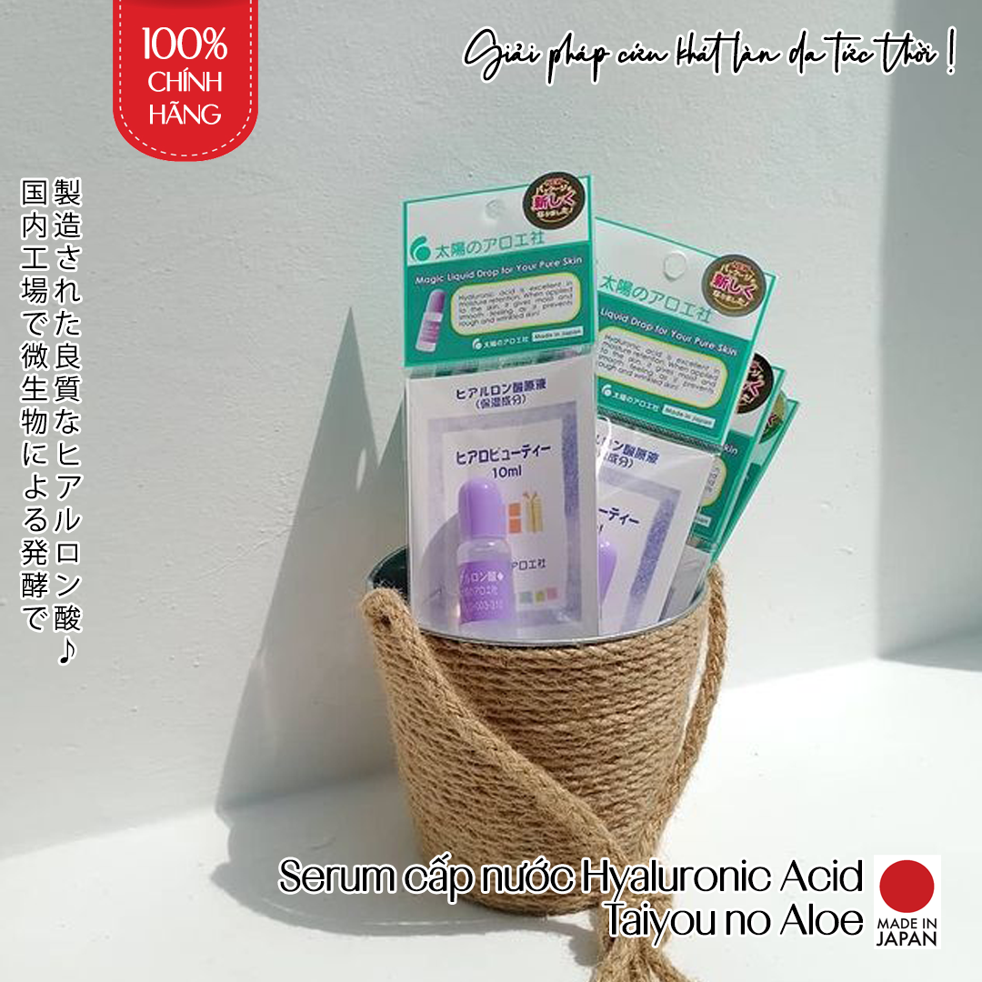 Tinh Chất Serum HA Nhật Bản Taiyo no Aloe Hyaro Beauty, Cung Cấp Hyaluronic Acid Đậm Đặc, Siêu Dưỡng Ẩm, Giữ Nước Cho Da Mặt Tươi Tắn, Sáng Mịn, Căng Mượt