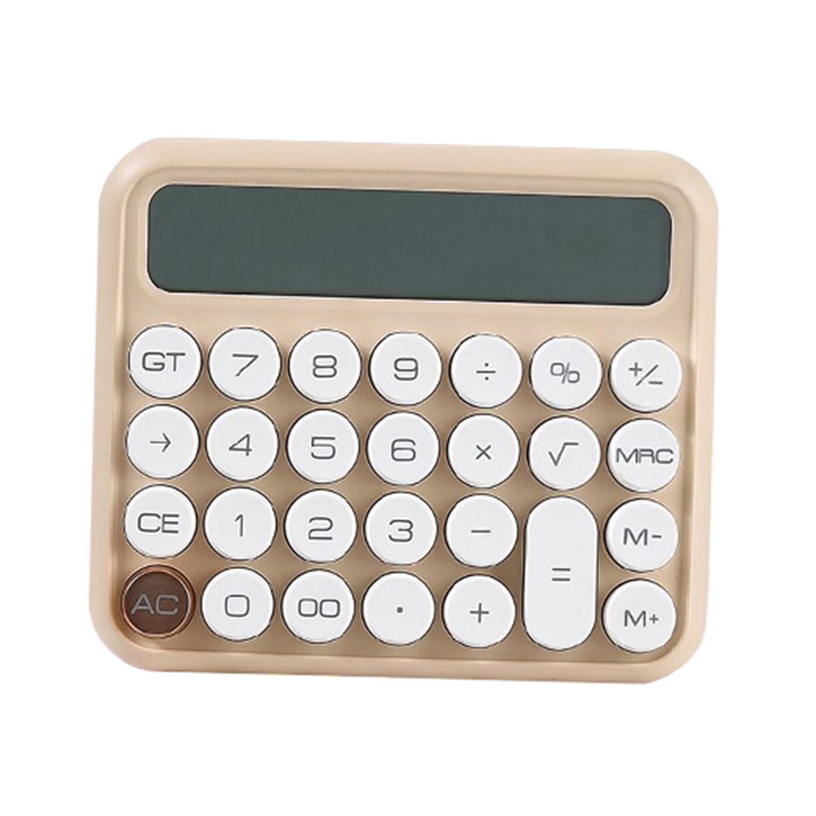 Portable Desktop Calculator Large Display Big Button 12 digits for Home Khaki