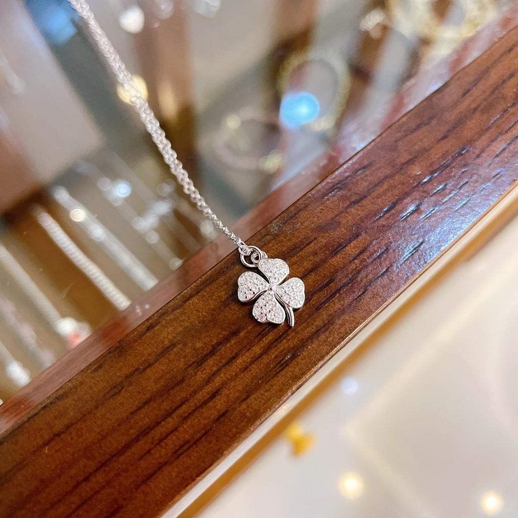 Dây chuyền vòng cổ bạc nữ cỏ bốn lá đính đá cỏ 4 lá Moonsilver
