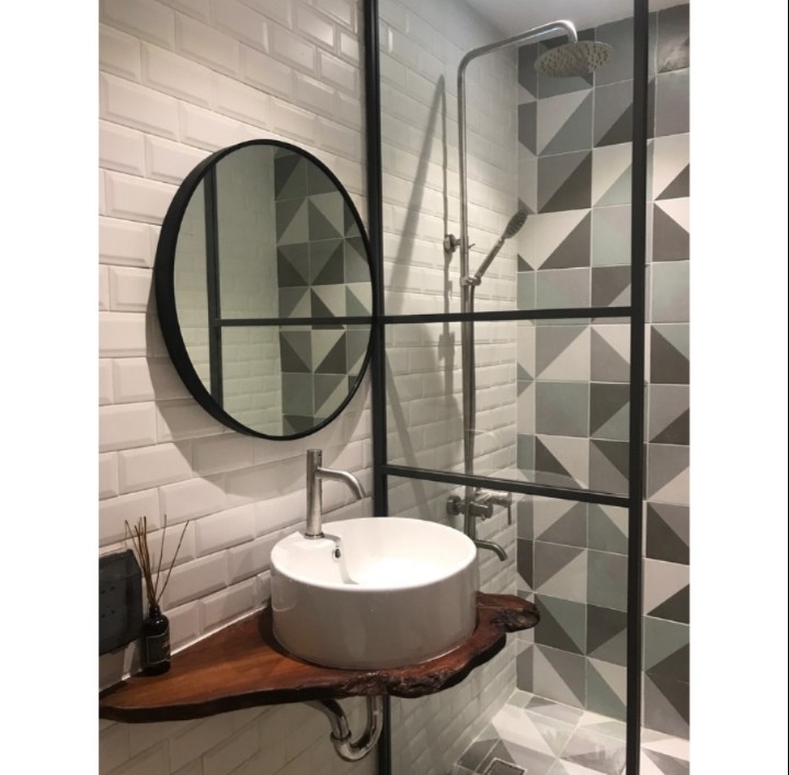 Gương Tròn Vành Nhôm Sơn Tĩnh Điện KT 60x60 - Gương Tròn Treo Tường Nhà Tắm Cao Cấp