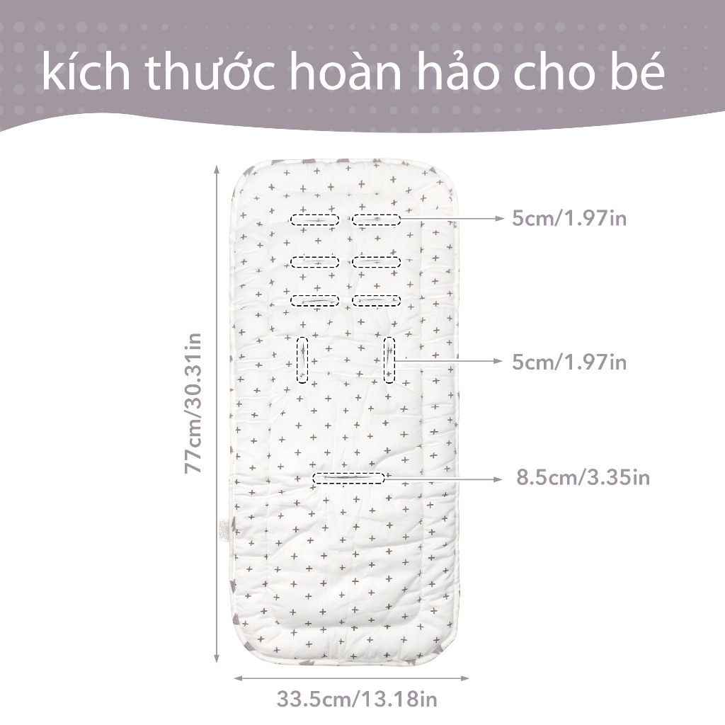 Tấm lót xe đẩy Miraclebaby cho bé cotton mềm mại, thoáng khí, phong cách dễ thương