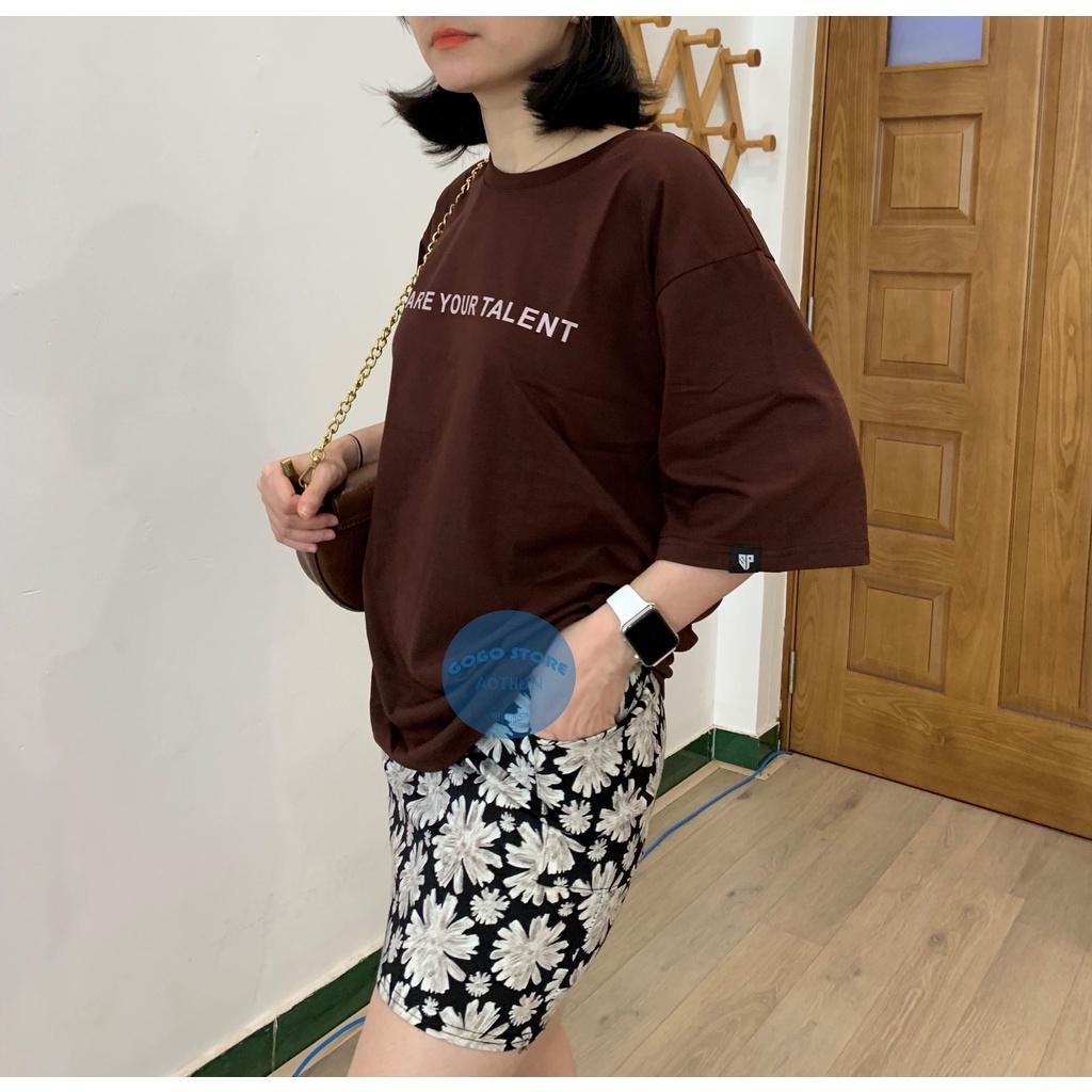 Áo thun nâu đất unisex in chữ-freesize nam nữ