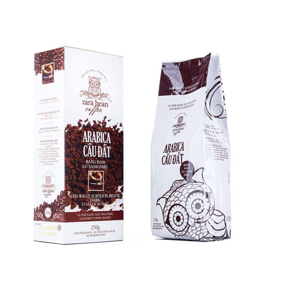 Cà phê pha phin Arabica Cầu Đất hộp 250g