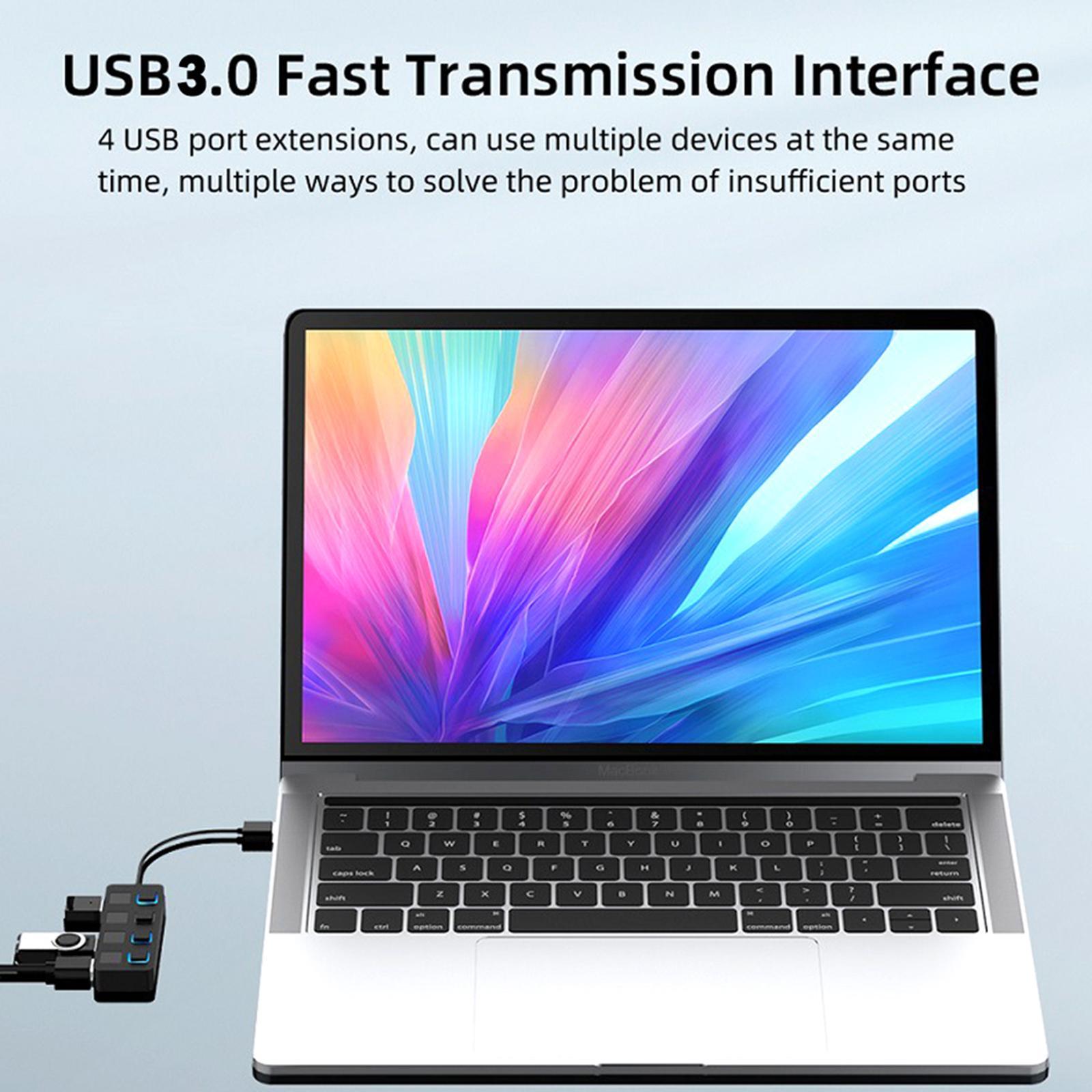 Ports USB 3.0 Hub with Extended Cable for for Surface Pro PC