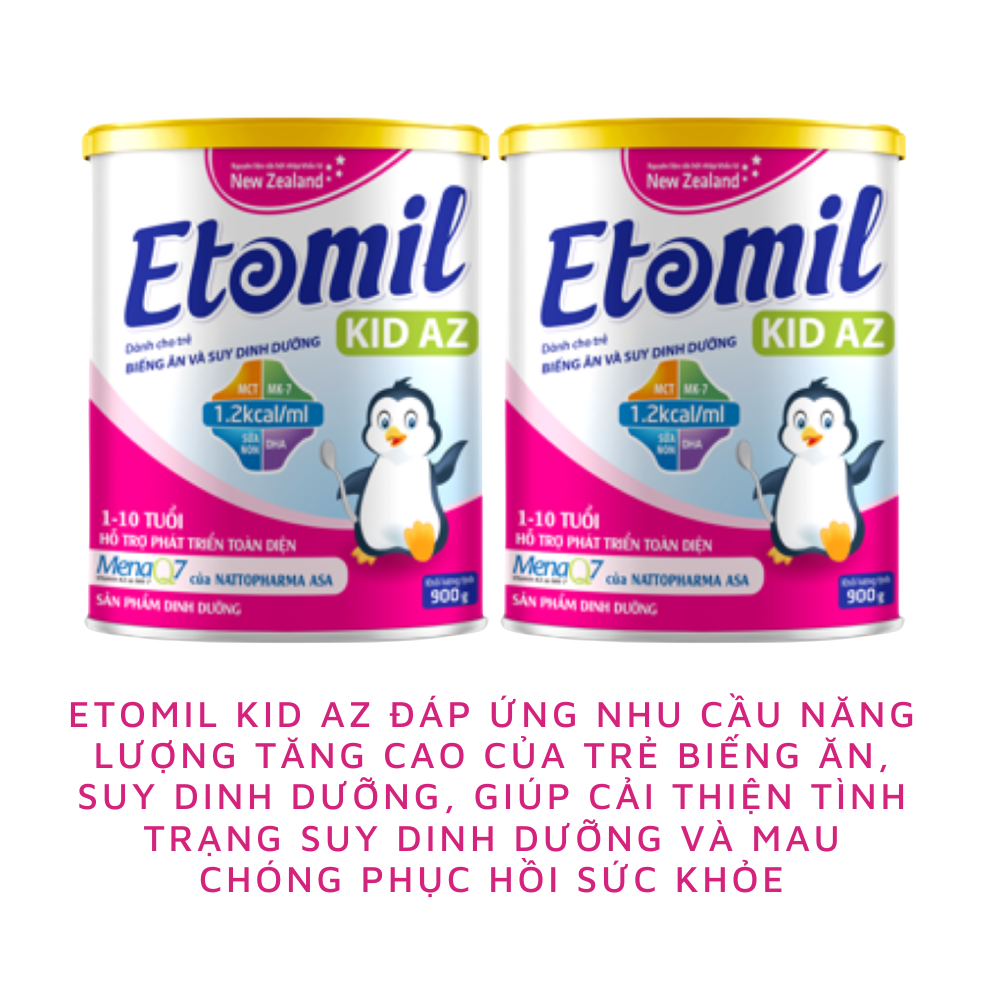 [COMBO 2 HỘP] Sữa Tăng Cân Cho Bé ETOMIL KID AZ Mỗi Hộp 900G - Bù Đắp Năng Lượng Và Dưỡng Chất Cho Trẻ Biếng Ăn, Nhẹ Cân