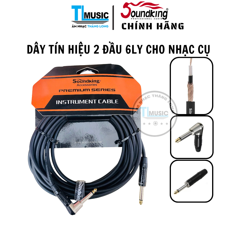 SOUNDKING BJJ287-6M/3M INSTRUMENT CABLE - Dây Cáp Tín Hiệu 6 Ly Cho Nhạc Cụ Guitar, Organ, Piano
