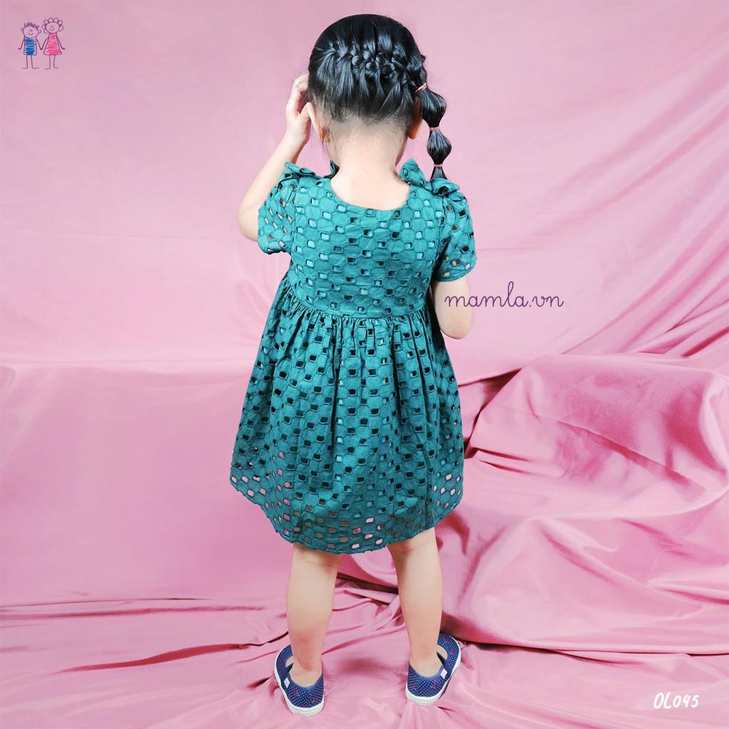 Đầm hoa thêu nổi tiểu thư cho Bé gái