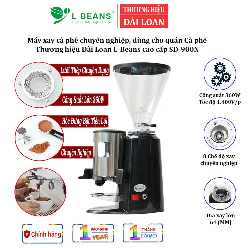 Máy xay cà phê espresso chuyên nghiệp L-Beans SD-900N công suất lớn 360w (1/2HP) dùng cho quán Cà phê - Hàng nhập khẩu