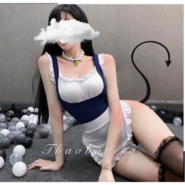 Bodysuit Dây Chéo Nữ Hầu Gái Sexy. SHIP HỎA TỐC TPHCM. Đồ Ngủ Cosplay Sexy. ThaoBonita T073