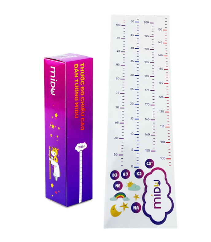 Thước đo chiều cao dán tường Midu chống thấm, chống trầy xước chiều dài 2m
