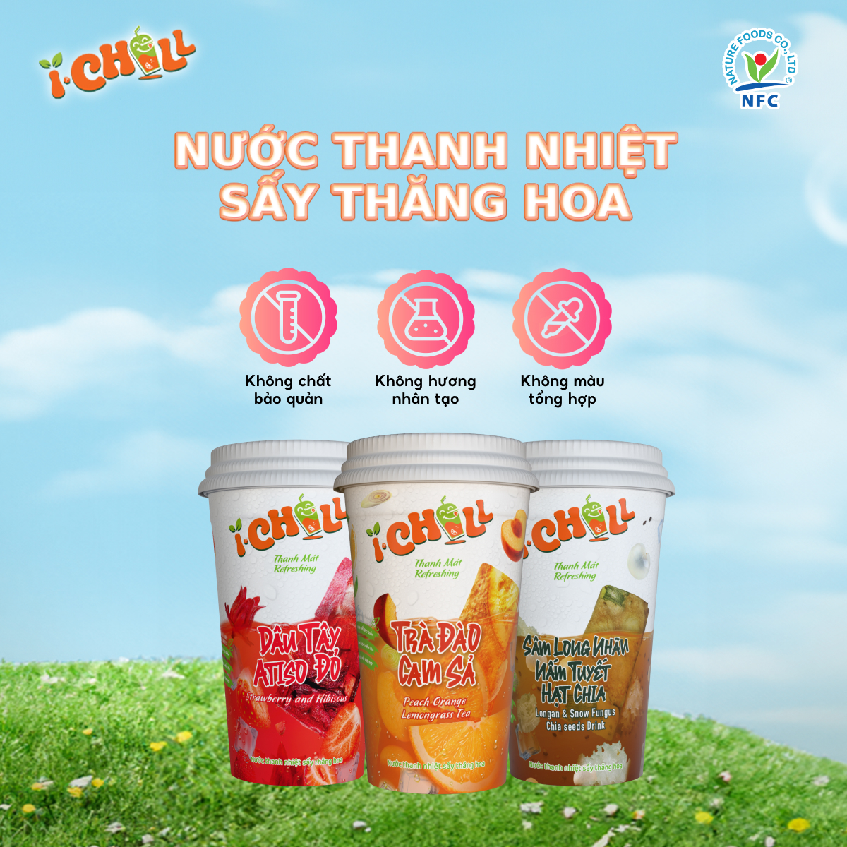 iChill Trà Đào Cam Sả Nước Thanh Nhiệt Sấy Thăng Hoa Từ Trái Cây Tự Nhiên