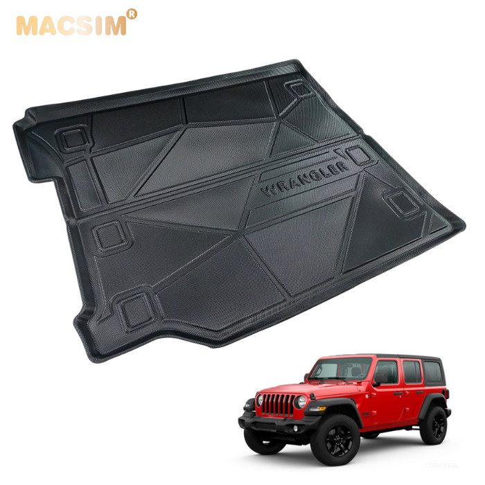 Thảm lót cốp xe ô tô Jeep wrangler 2018 - 2022 nhãn hiệu Macsim chất liệu TPV cao cấp màu đen