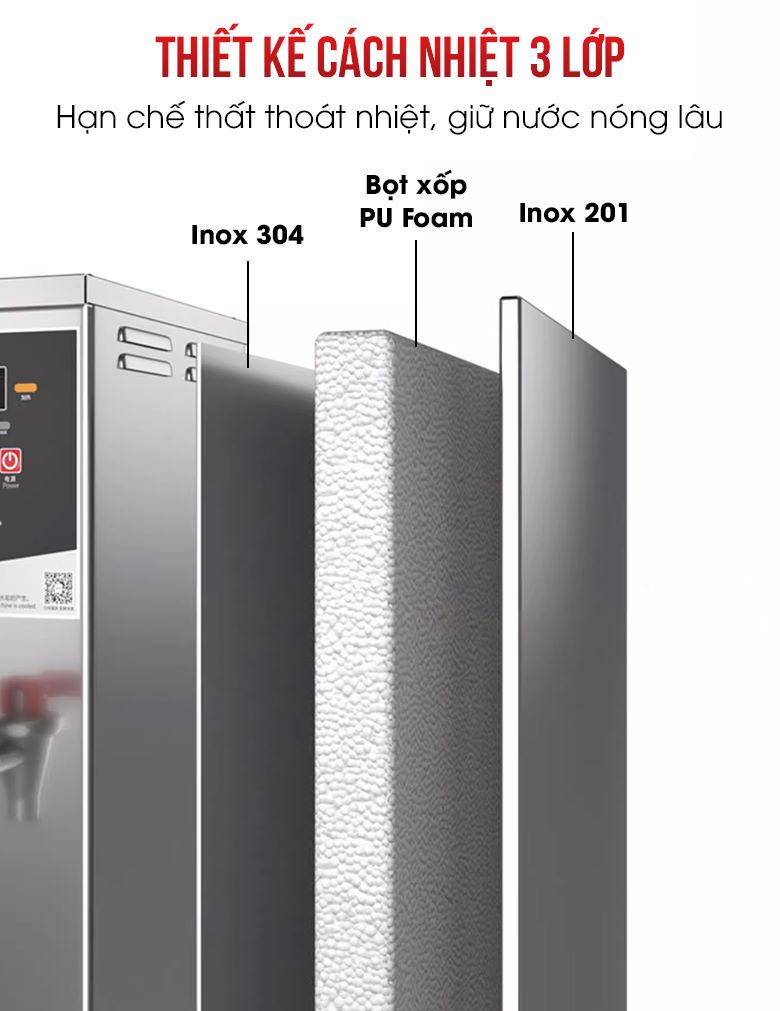 Máy đun nước nóng 35 lít/giờ SW-3 kèm lọc nước (bạc silver/đen titan) NEWSUN - Hàng chính hãng