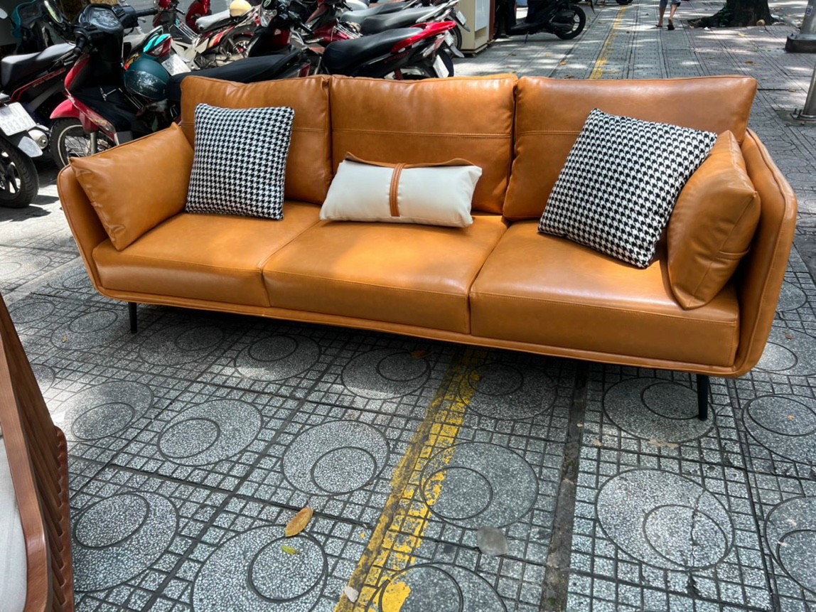 Sofa Băng 2 Chỗ Màu Da Bò Và Màu Xám Adora - GK33