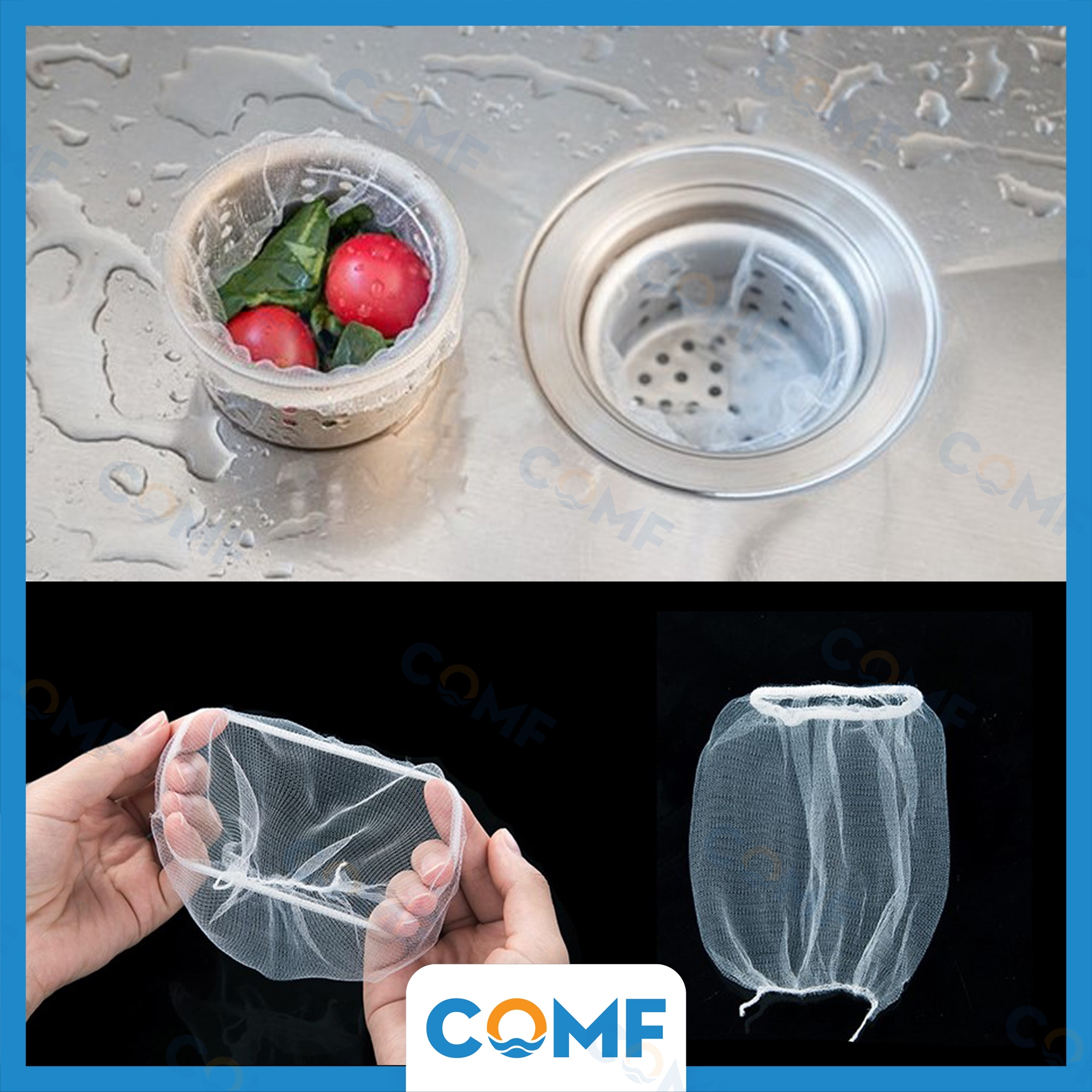 Hộp Đựng Túi Lọc Rác Bồn Rửa Chén Chậu Rửa Bát COMF Bằng Nhựa Trong Suốt - Hàng Chính Hãng